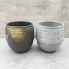 Inoue Tea Ishin Mountain Gray Mino-yaki Yunomi - Japanese Teacup, a handcrafted gray ceramic teacup suitable for tea.