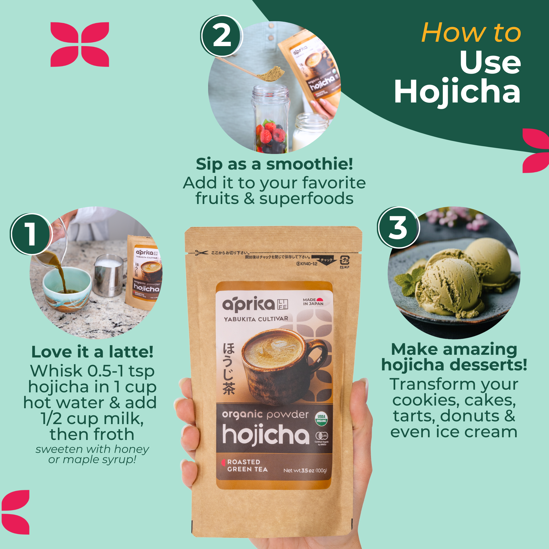 Aprika Life Hojicha Green Tea Powder