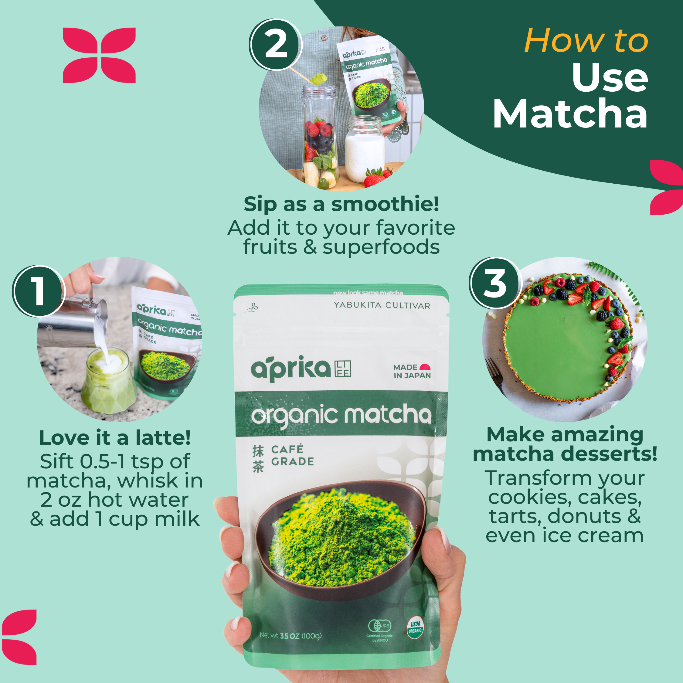 Aprika Life Organic Japanese Matcha Green Tea Powder