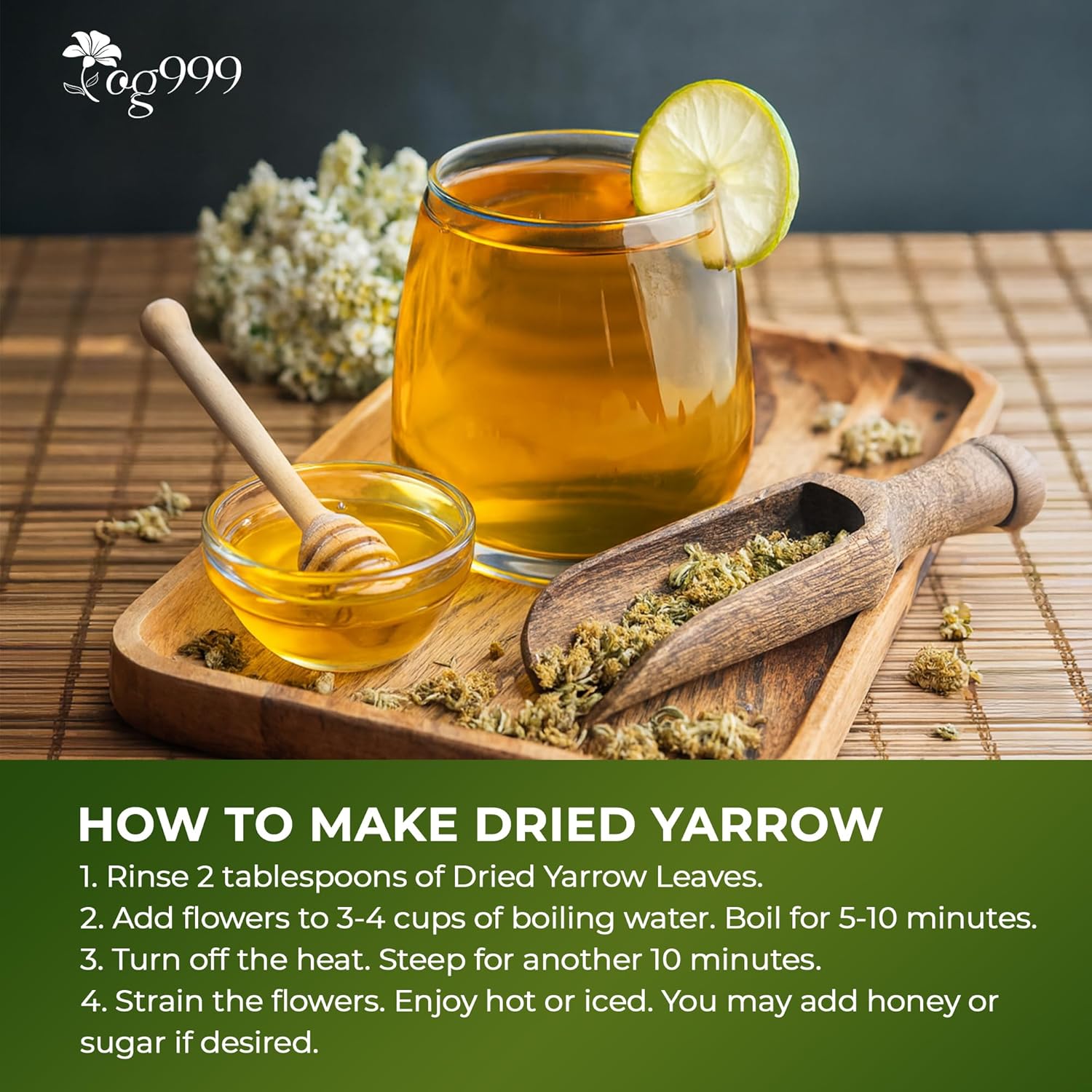 Premium Yarrow Tea Leaves | Naturally Aromatic, Freshly Packed Loose Leaf Yarrow Herbal Tea