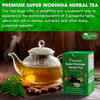 FreshDrinkUS - Natural and Premium Herbal Super Moringa Herbal Tea, Improve Digestion, Support Brain, Weight, Skin and Sleep, Eco-Conscious Tea Bags