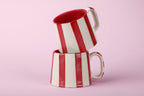 Casa Amarosa Ceramic Red Stripe Cup - 3.5 x 2.5 Inches ( Set of 4 )