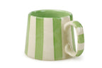 Casa Amarosa Ceramic Green Stripe Cup - 3.5 x 2.5 Inches ( Set of 4 )