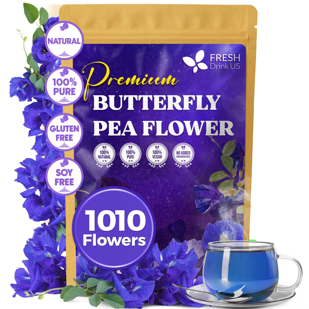 Premium Butterfly Pea Flowers, Tea Bags, 100% Natural and Pure from Butterfly Pea Flowers, Hand-made, Made With Natural Materials-Corn Fiber Tea Bag, Sugar/Caffeine/Gluten Free Herbal Tea