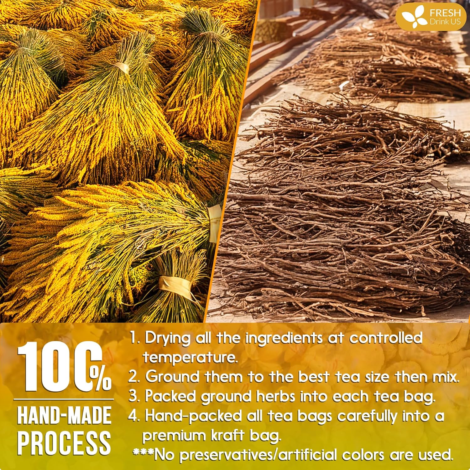 Premium Mullein Licorice Tea Bags. 100% Natural, Blend of Mullein Leaves, and Licorice Root. Herbal Tea