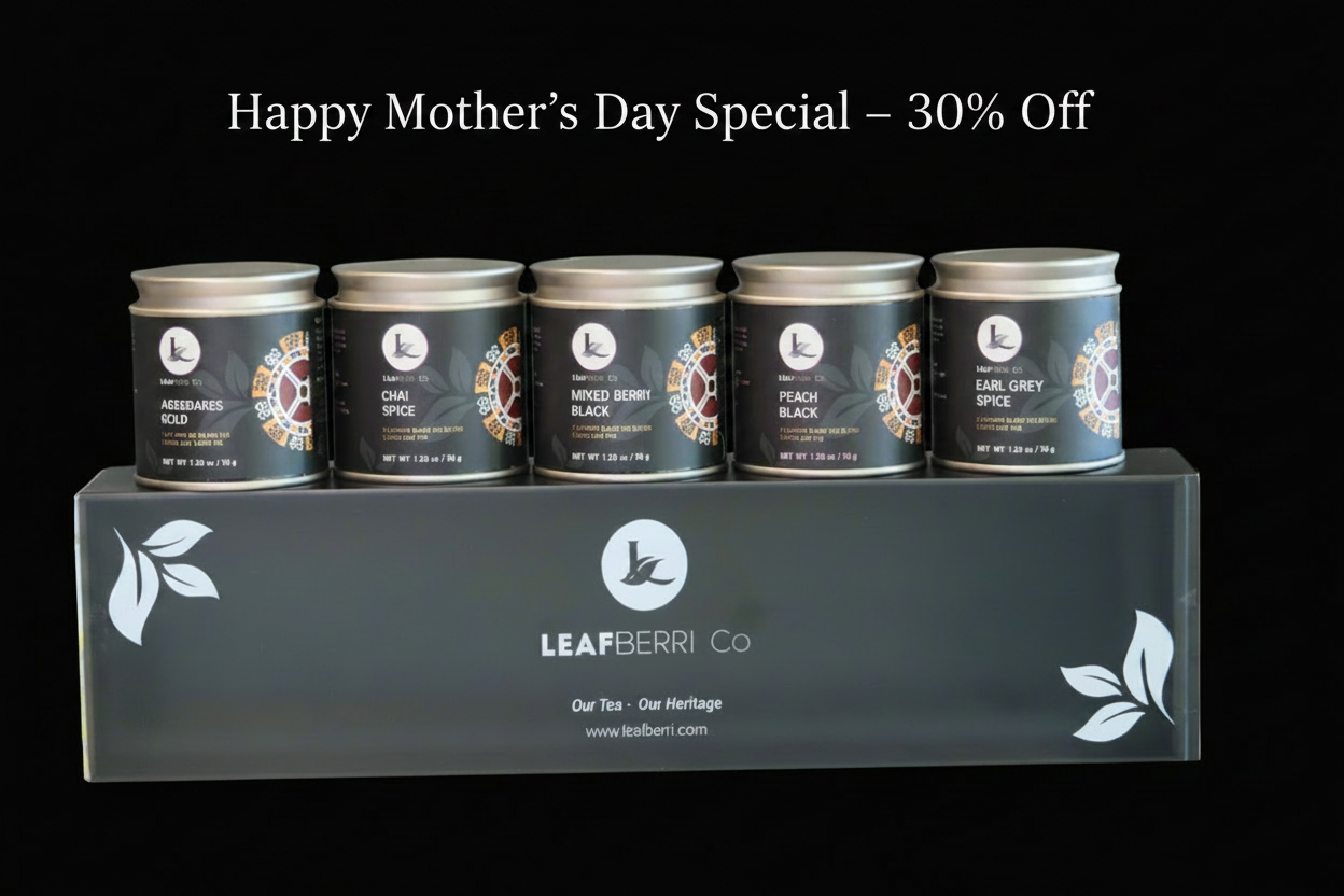 leafberri 5 Can  Kenyan  Black Tea Sampler Box