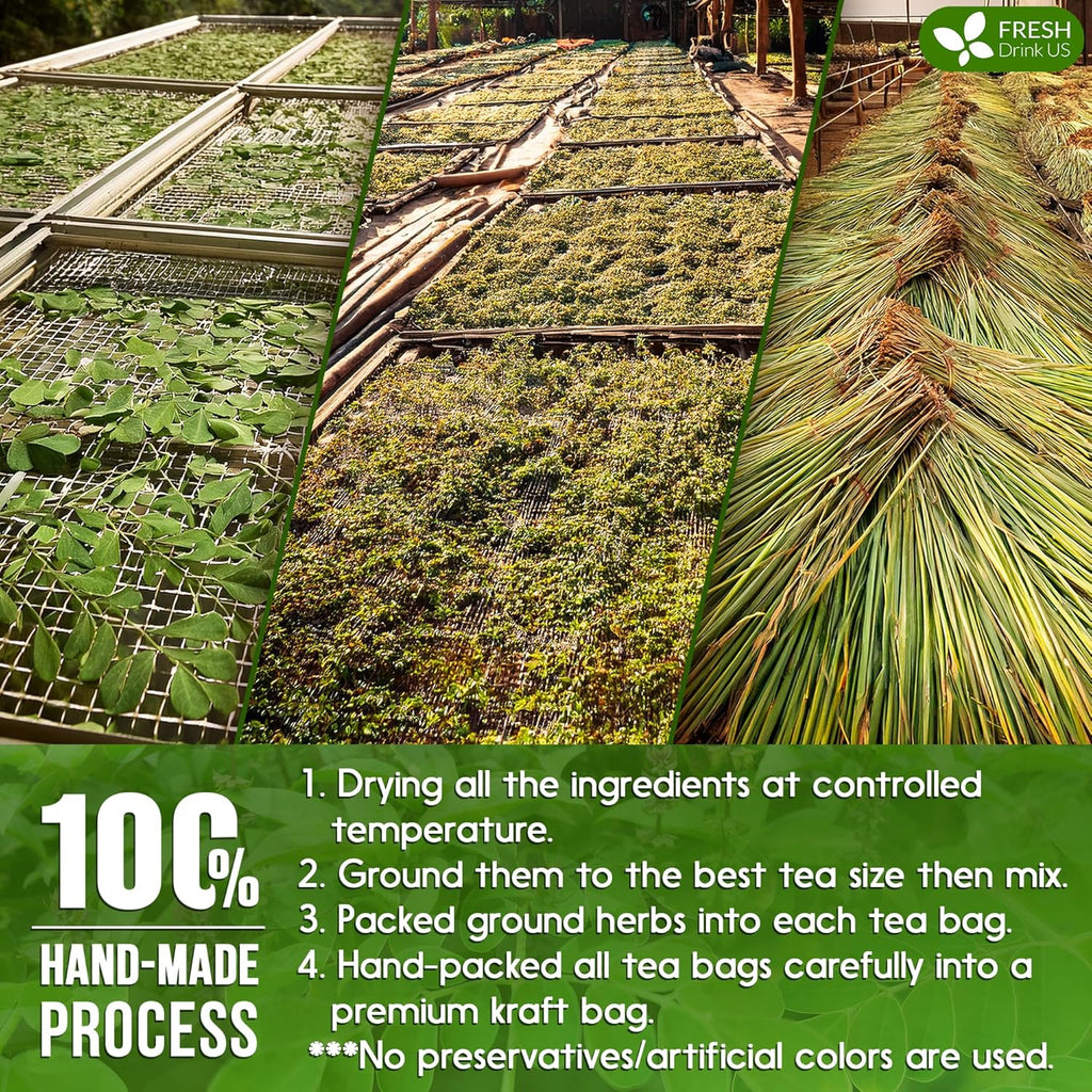 Premium Tulsi Moringa Lemongrass  Tea Bags, 100% Natural & Pure from Tulsi Holy Basil Leaves, Moringa & Lemongrass. Herbal Tea