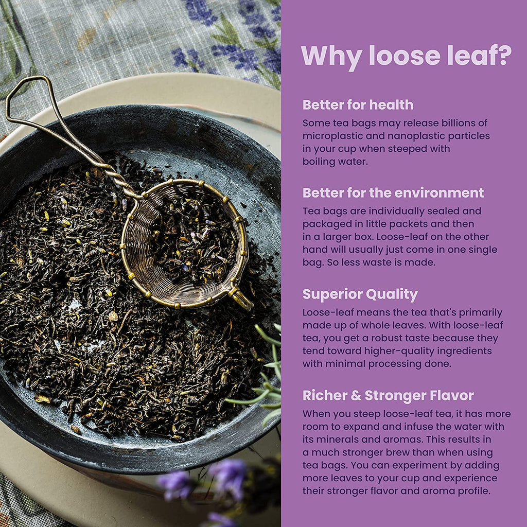 Gardenika Earl Grey Lavender Loose Tea, Premium Black Tea with Lavender Flowers & Bergamot - Caffeinated - 55+ Cups - USDA Organic & Kosher - 4 oz (113g)