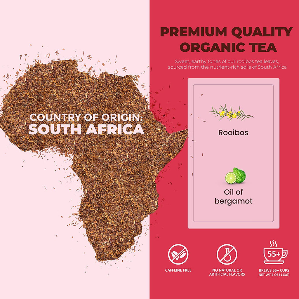 Gardenika Earl Grey Rooibos Red Tea, Loose Leaf, USDA Organic, Kosher, Caffeine-Free – 4 Oz (113g)