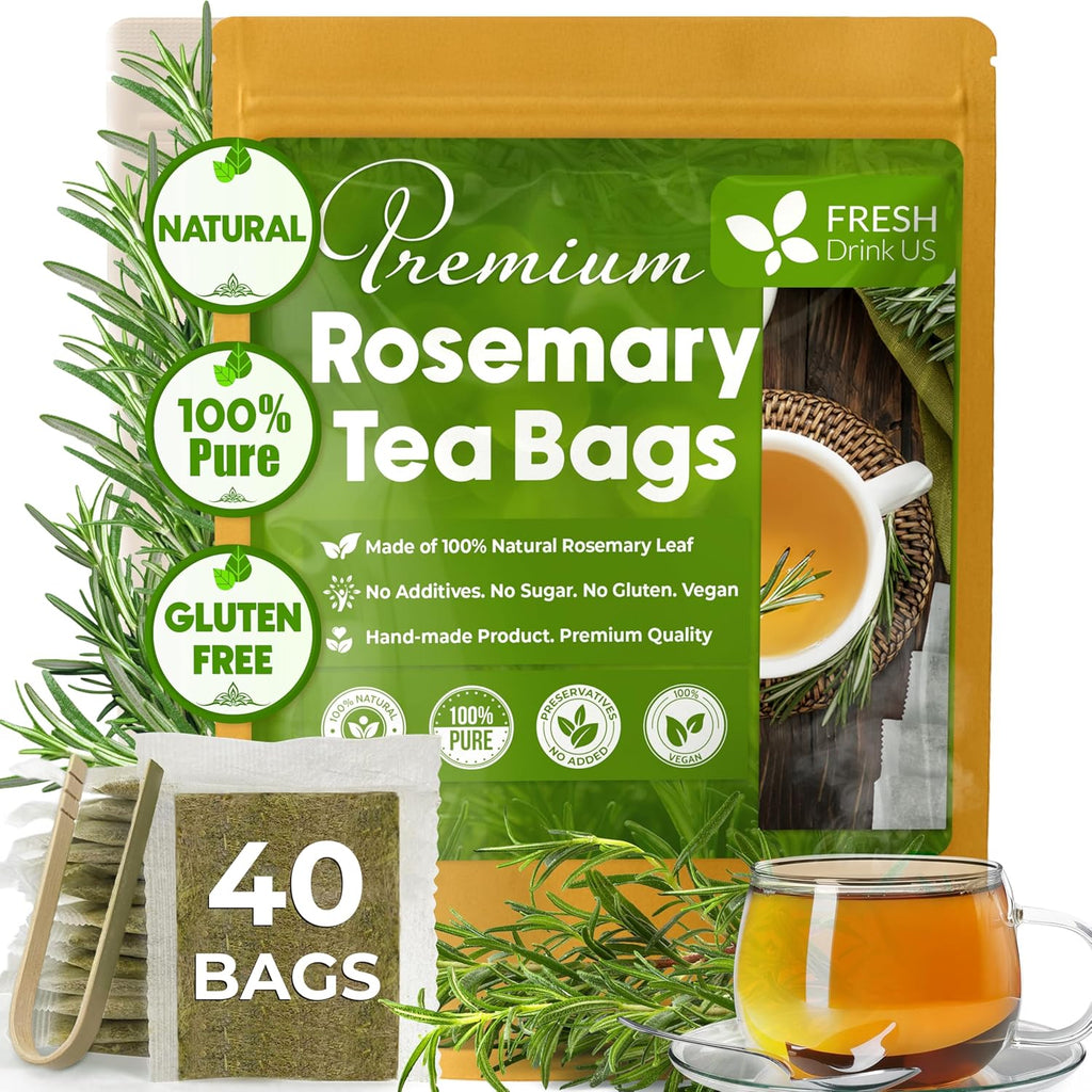 Premium Rosemary Leaves, Tea Bags, Powder, 100% Natural & Pure from Dried Rosemary Leaves, No Additives, No Caffeine, Vegan. Dried Rosemary Herb, Perfect for Seasoning, Spice Blends for Grilling & Cooking Herbal Tea
