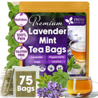 Premium Lavender Mint Tea Bags. 100% Natural, Blend of Lavender, Peppermint, Sage and Licorice. Herbal Tea