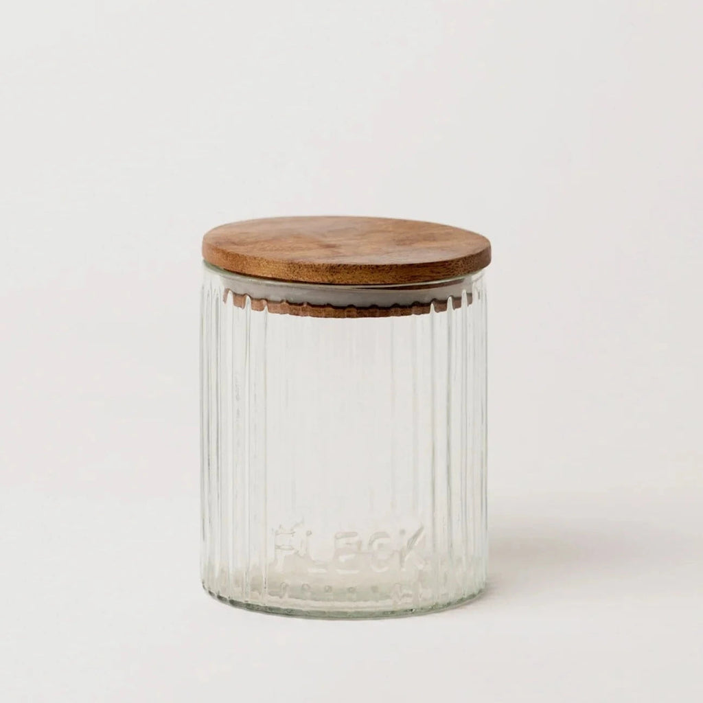 Fleck Fluted Glass Storage Jars - set of 3