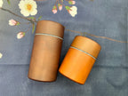 Inoue Tea Usagi Rabbit Brown Polished Grain Resin Tea Canister by Miyamoto Sangyo, a Japanese Chazutsu tea storage container.