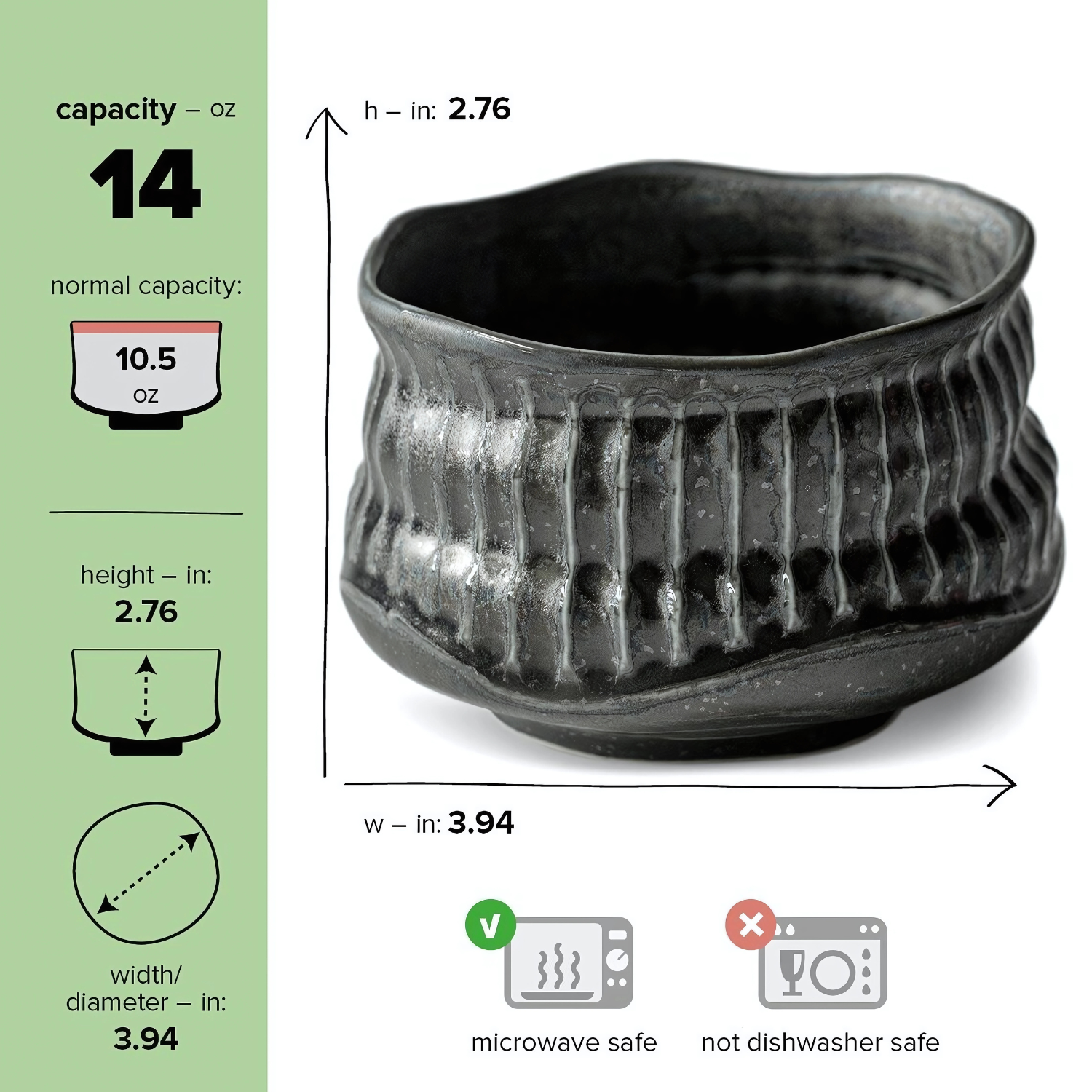 Aprika Life Black Ceramic Meisen Matcha Bowl - Thumbnail 5