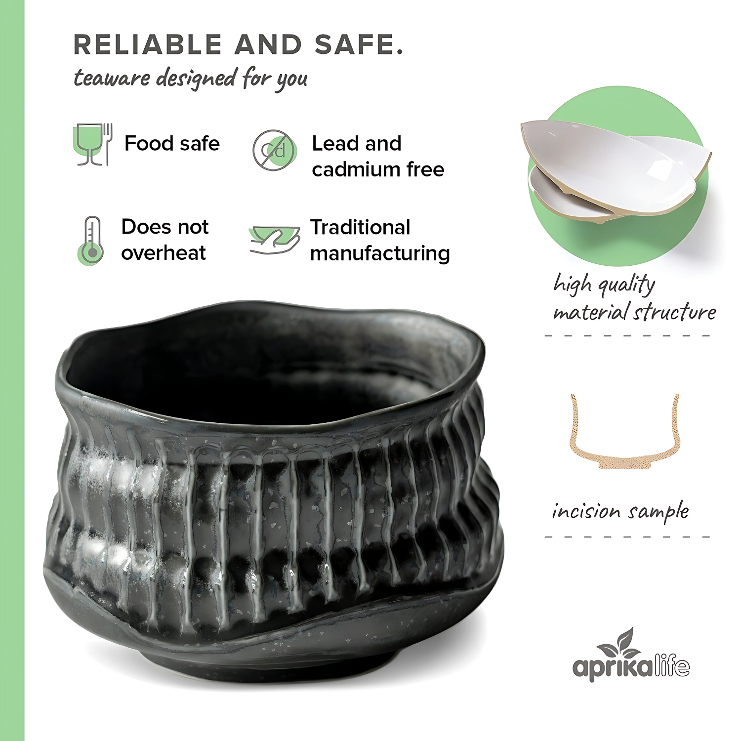 Aprika Life Black Ceramic Meisen Matcha Bowl