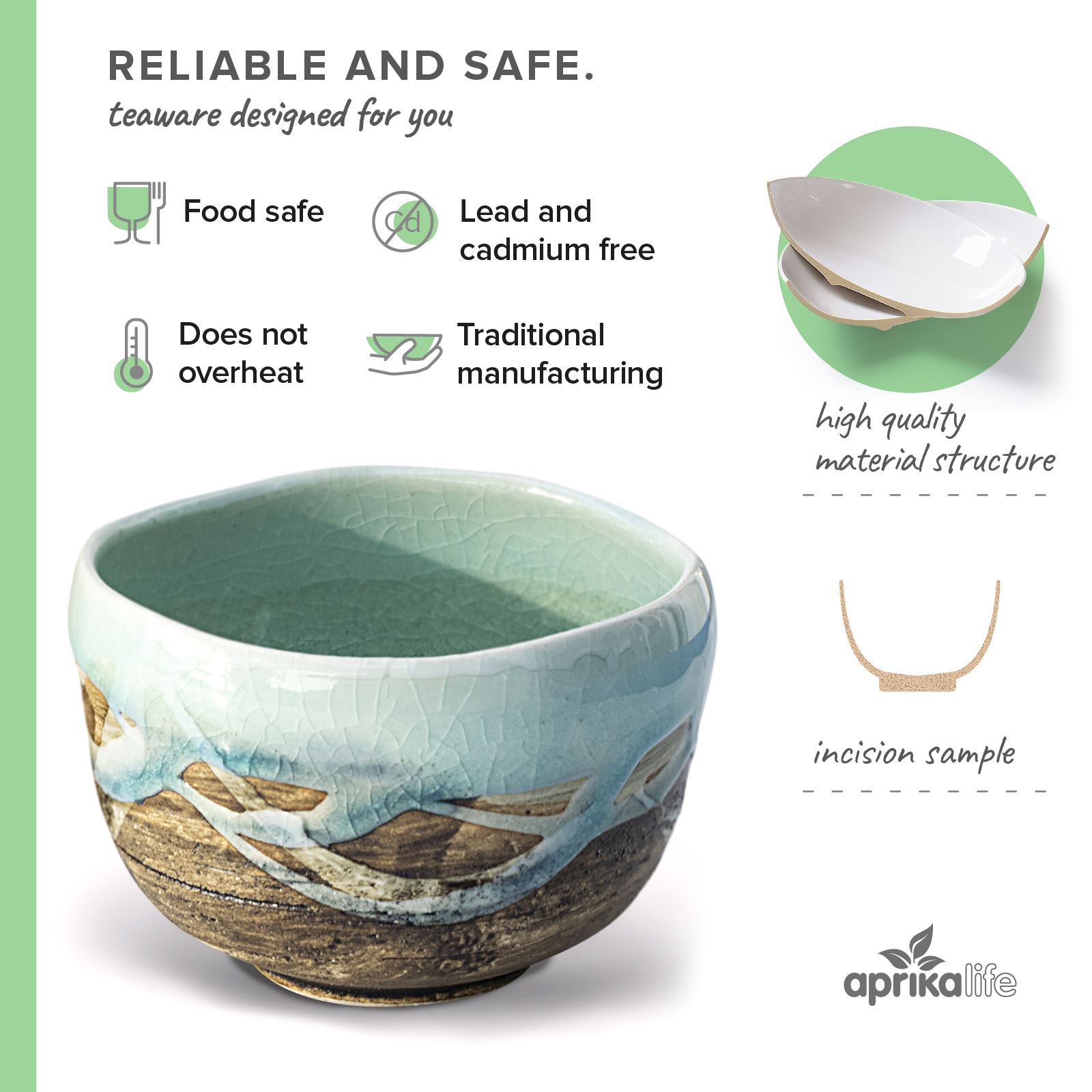 Aprika Life Japanese Matcha Tea Bowl Blue & Brown Glaze