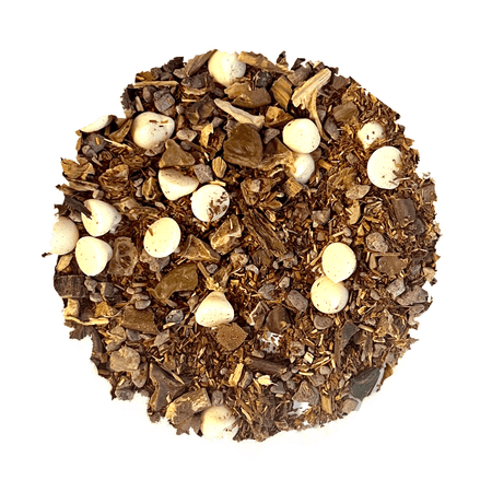 Beach House Arctic Surf Loose Leaf Tea in a decorative package, featuring white chocolate and cocoa flavors, with rooibos and peppermint.