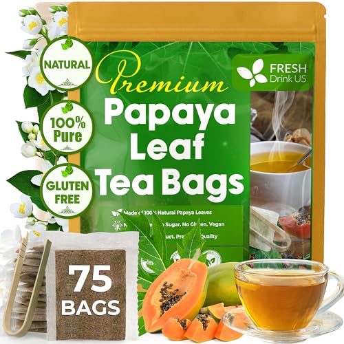 Premium Papaya Leaf Tea Bags, Made with Natural Material Tea Bags. No Sugar, No Caffeine, No Gluten, Vegan. Herbal Tea