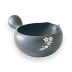 Aprika Life Black Flowers Ceramic Matcha Bowl with Spout