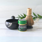Aprika Life Black Flowers Ceramic Matcha Bowl with Spout