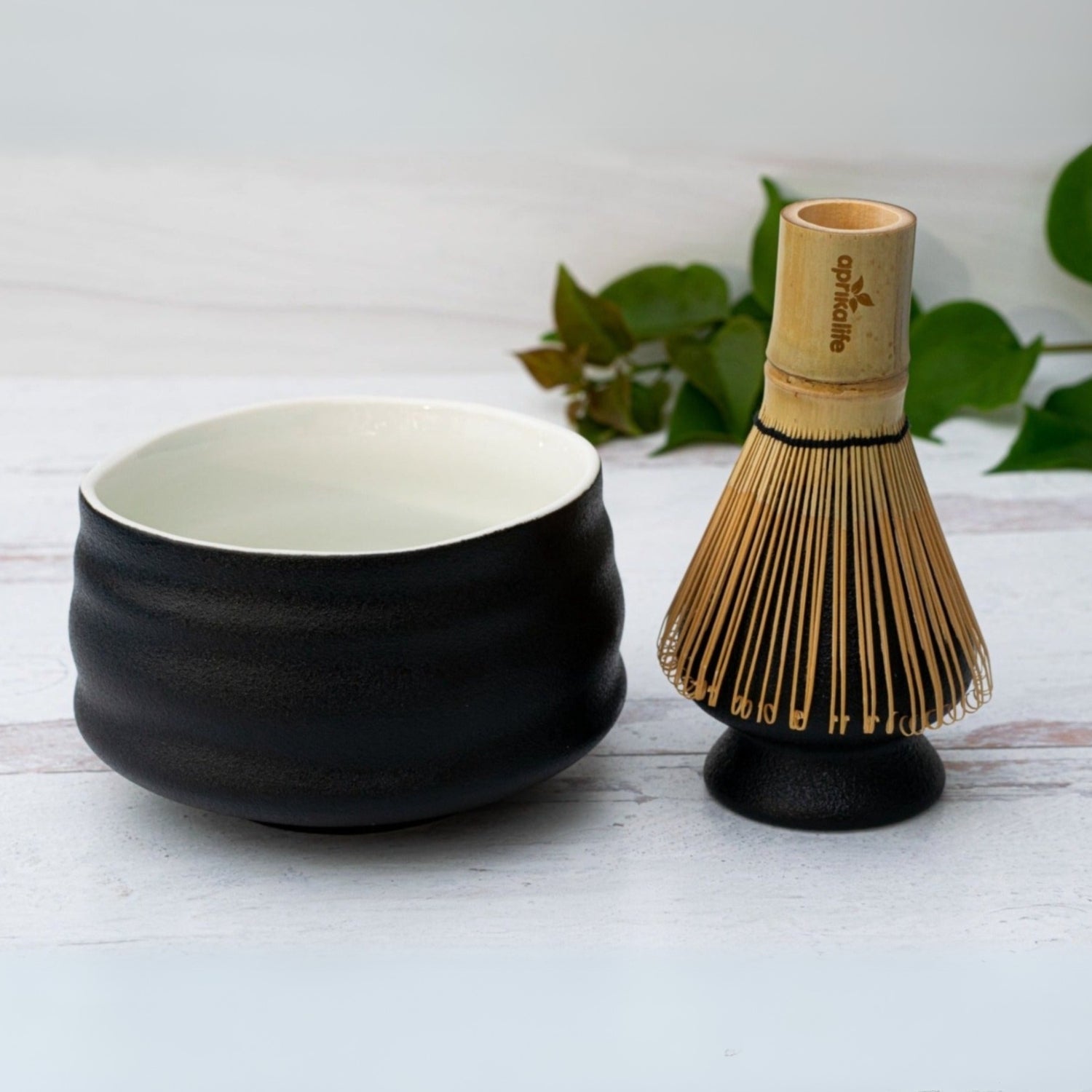 Aprika Life Black and White Ceramic Matcha Bowl