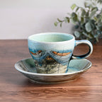 Aprika Life Blue Ceramic Tea Cup with Saucer - Traditional Japanese Tea Cup - Premium Quality Ceramic Mugs