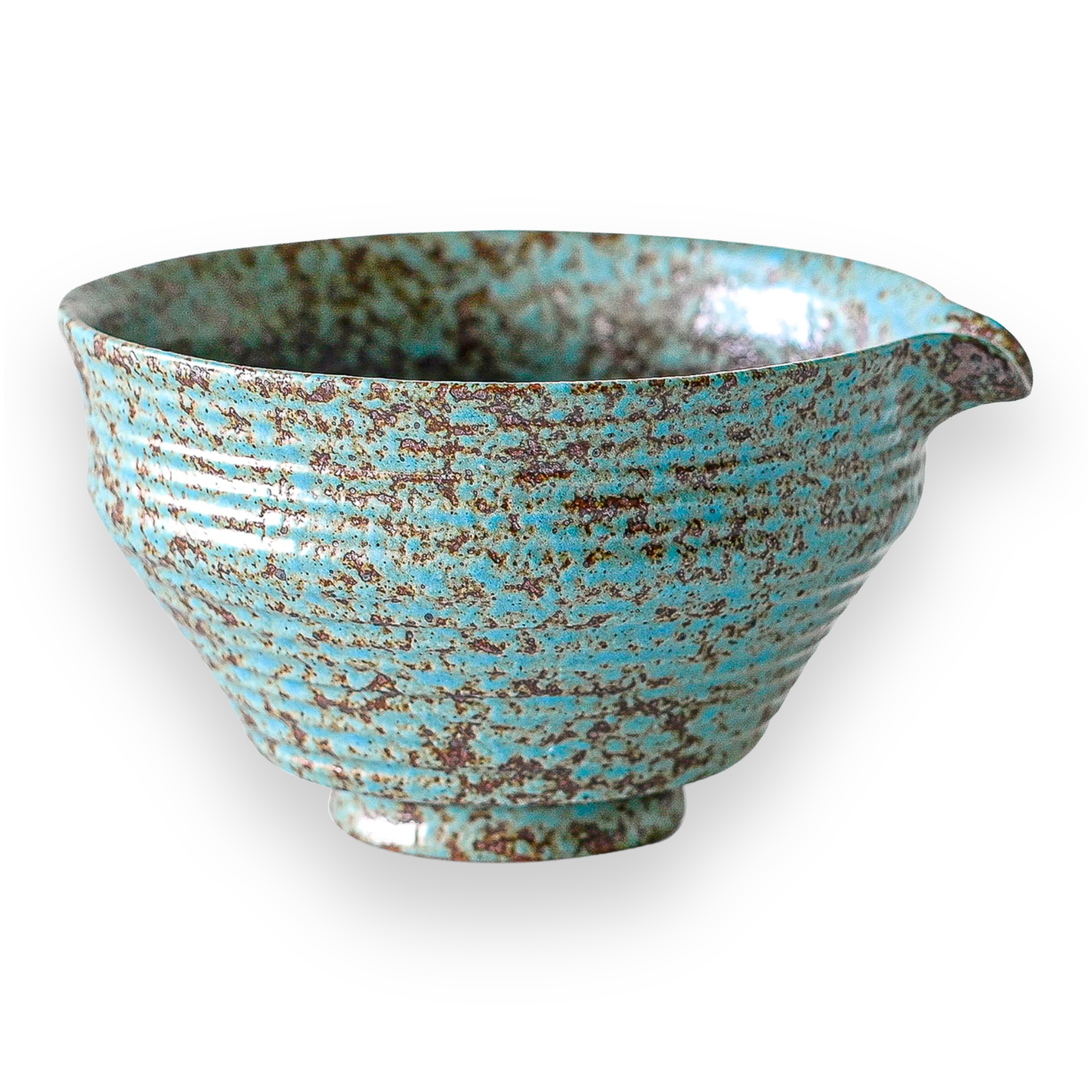Aprika Life Blue Textured Ceramic Matcha Bowl with Spout
