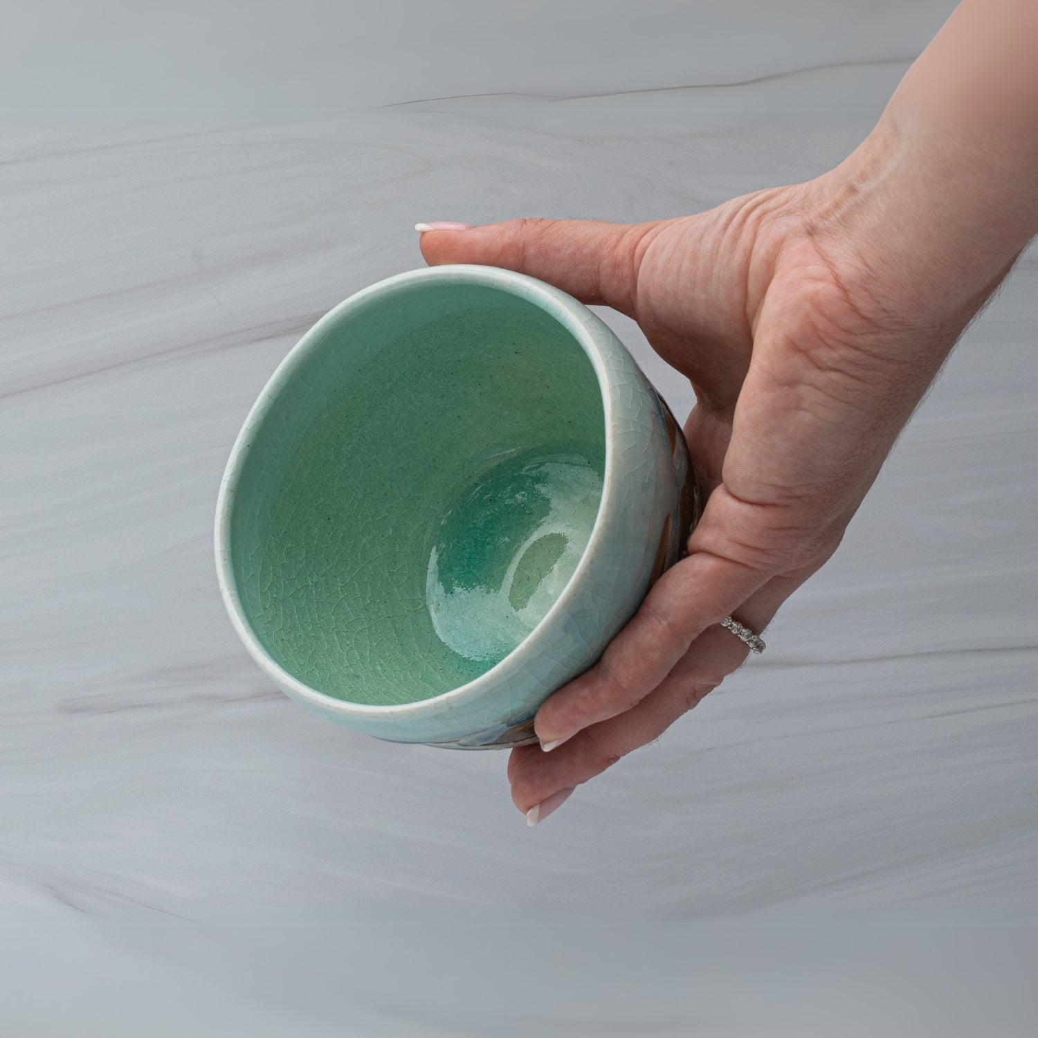 Aprika Life Japanese Matcha Tea Bowl Blue & Brown Glaze