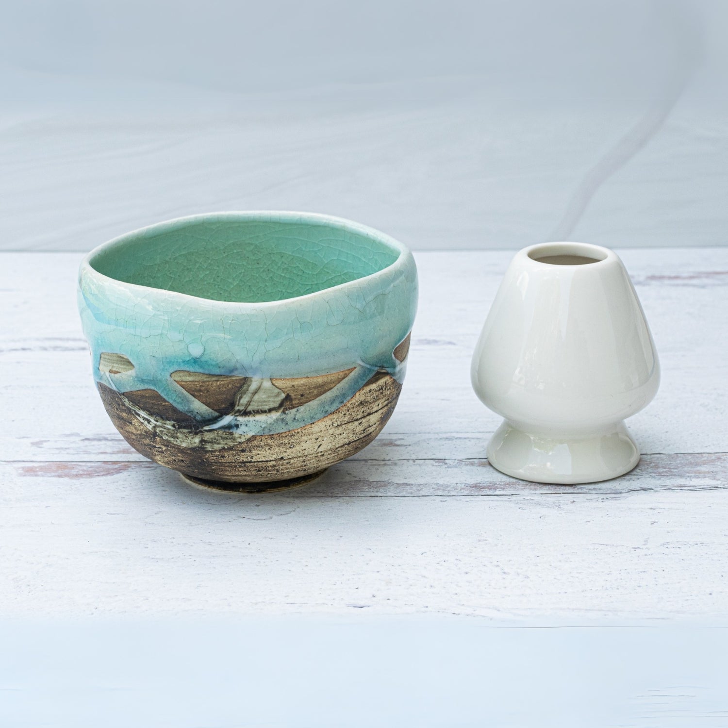 Aprika Life Japanese Matcha Tea Bowl Blue & Brown Glaze