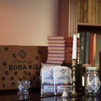 Boba Tea Kit by Piper and Leaf Tea Co., featuring ingredients and tools for making boba tea at home.