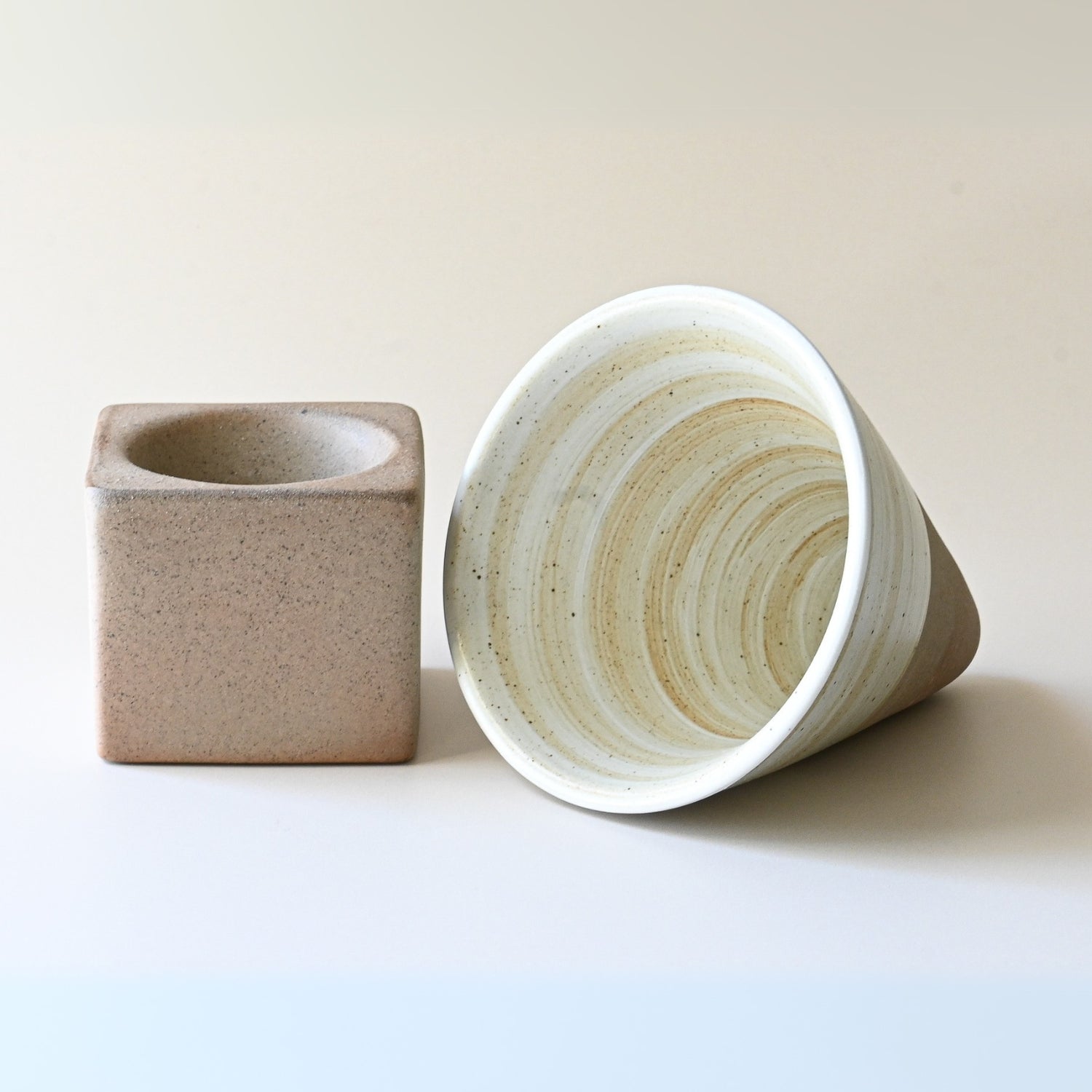 Aprika Life Beige Coffee Mug with Base - 6.8 oz/200ml