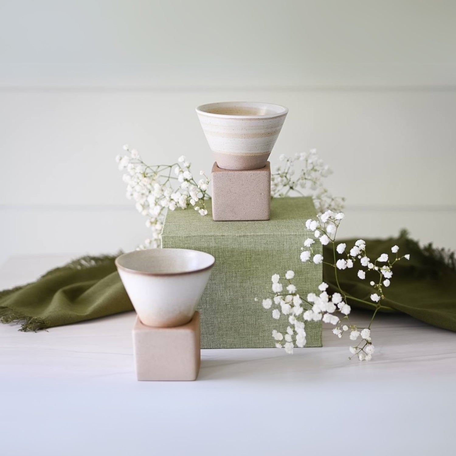 Aprika Life Beige Coffee Mug with Base - 6.8 oz/200ml
