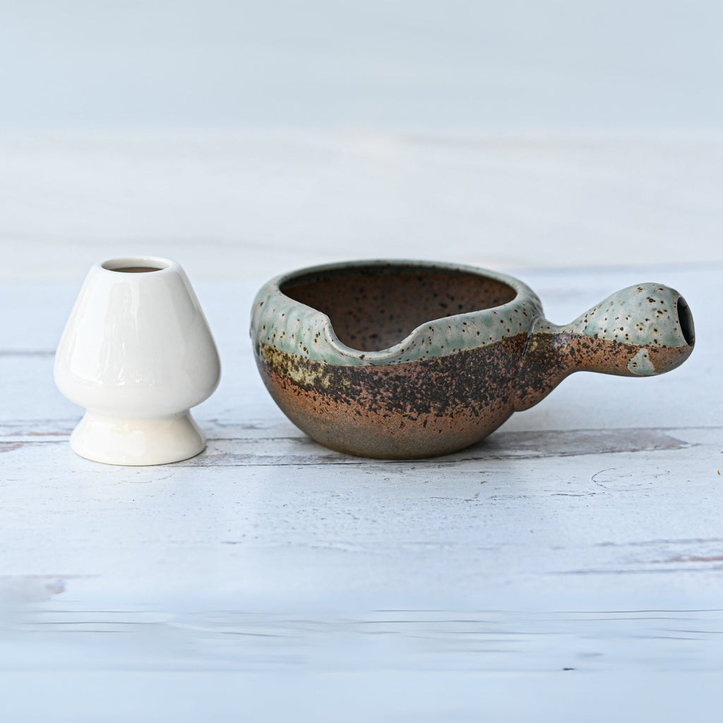 Aprika Life Brown Ceramic Matcha Bowl with Spout