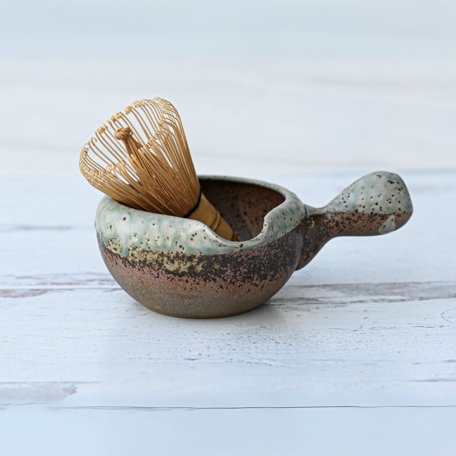 Aprika Life Brown Ceramic Matcha Bowl with Spout