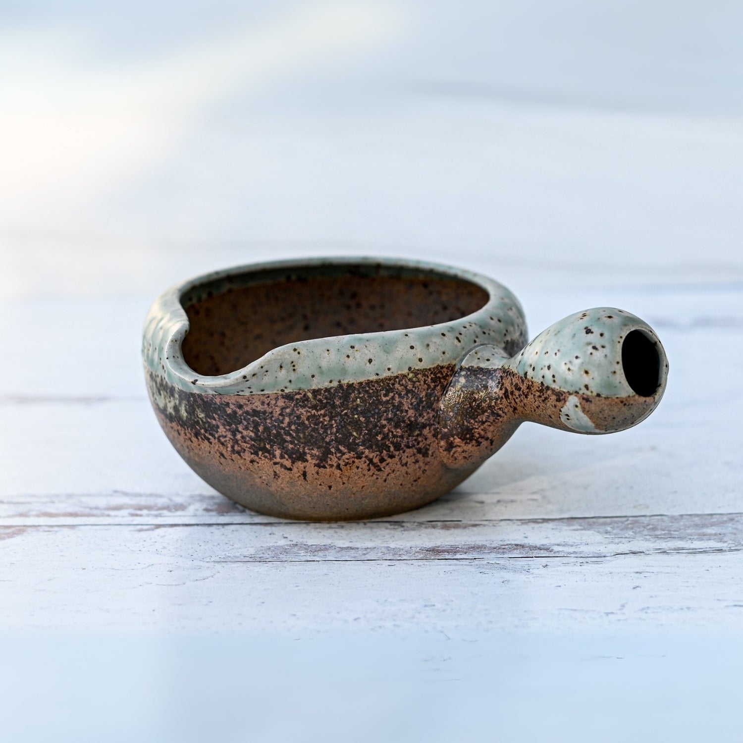 Aprika Life Brown Ceramic Matcha Bowl with Spout