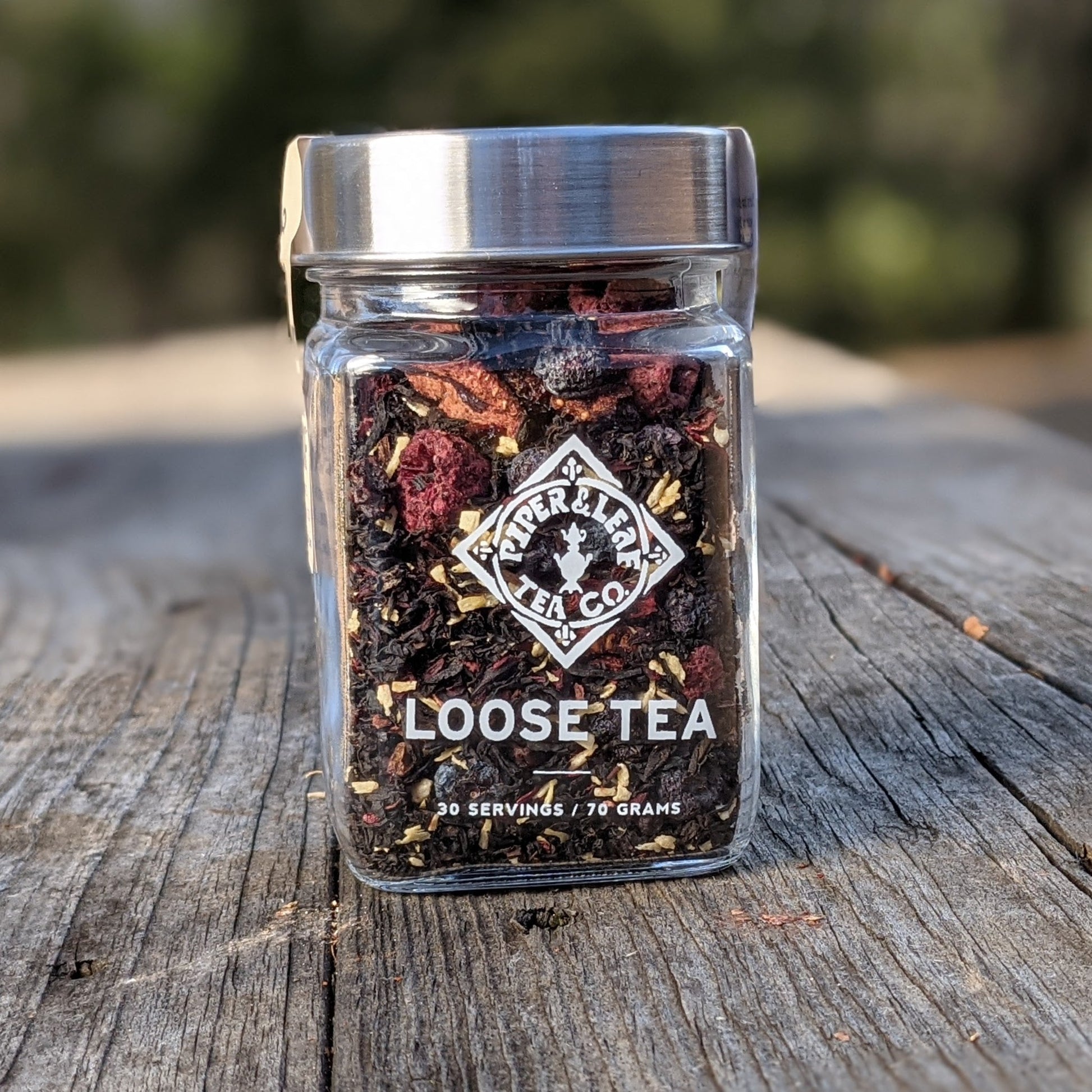 Piper and Leaf Cherry Christmas Glass Jar of Loose Leaf Tea - 30 Servings