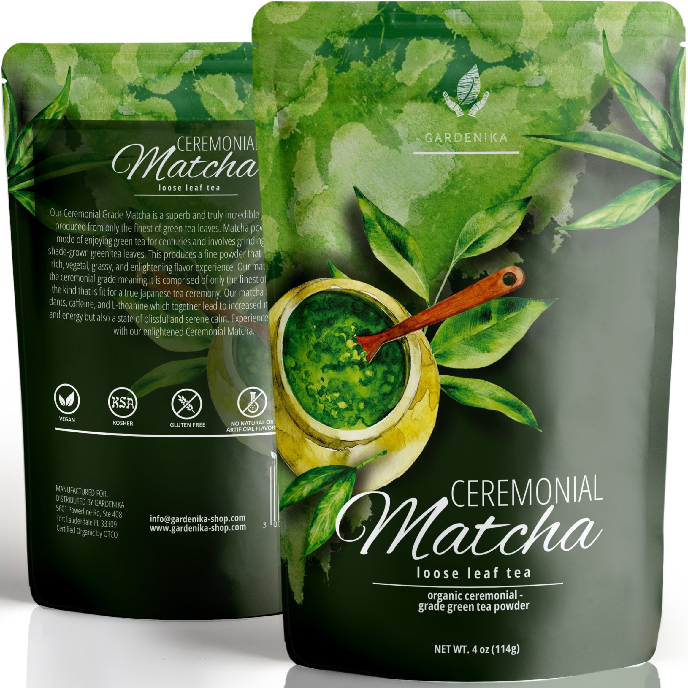 Gardenika Ceremonial Matcha Green Tea Powder, Authentic Japanese - Premium First Harvest - Energy & Focus - Antioxidant Rich - USDA Organic & Kosher - 4 oz (113g)