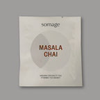 Masala Chai Pyramid Sachet (individually wrapped) by Somage USA, showing sachets with spices and botanicals from Sri Lanka.