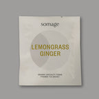 Lemongrass & Ginger Pyramid Sachet by Somage USA, showing individually wrapped tea sachets with vibrant packaging.
