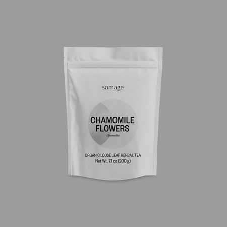 Chamomile Flowers Loose Leaf by Somage USA, dried blossoms from Egypt for herbal tea with floral aromas and subtle sweetness.