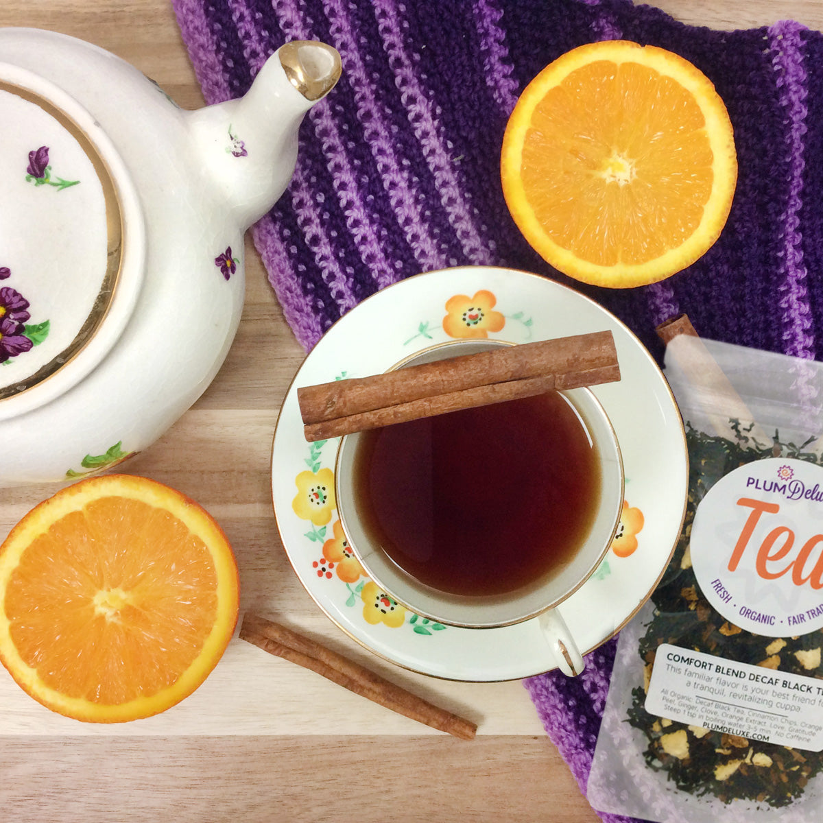 Plum Deluxe Comfort Blend Decaf Black Tea (Orange - Cinnamon)