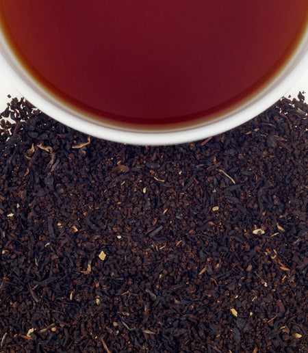 Harney & Sons Indian Spice tea displayed in a cup, showcasing the blend of Assam tea and spices, with a rich aroma.