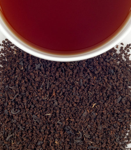 Cup of Harney & Sons Scottish Morn tea, showcasing its bold infusion and robust flavor profile