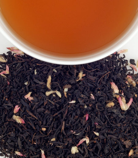 Harney & Sons SoHo Blend tea displayed in a cup, highlighting the product's rich black tea infusion.