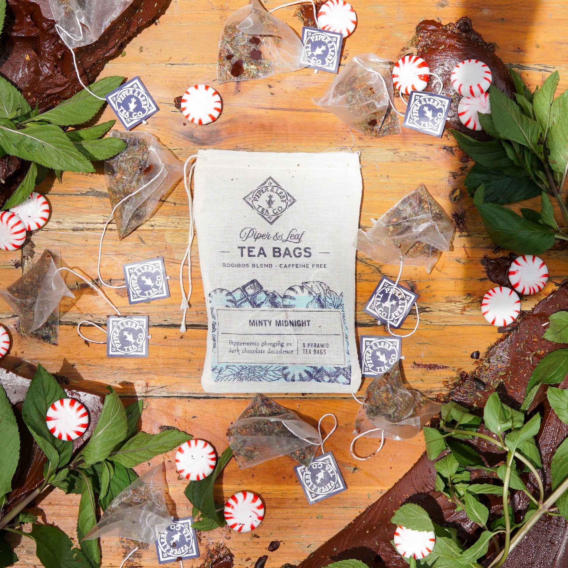 Piper and Leaf Minty Midnight 9ct Tea Bags in Muslin