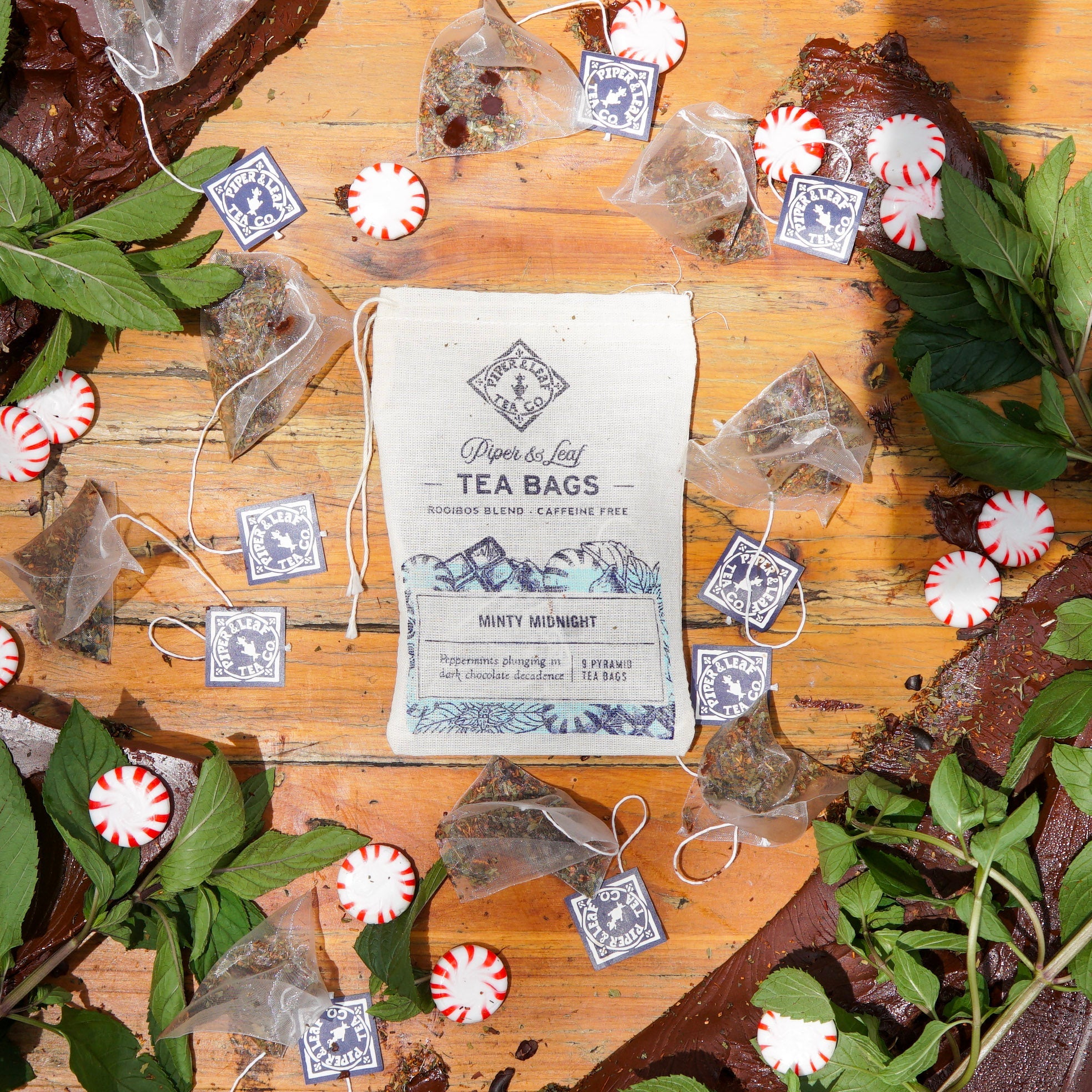Piper and Leaf Minty Midnight 9ct Tea Bags in Muslin