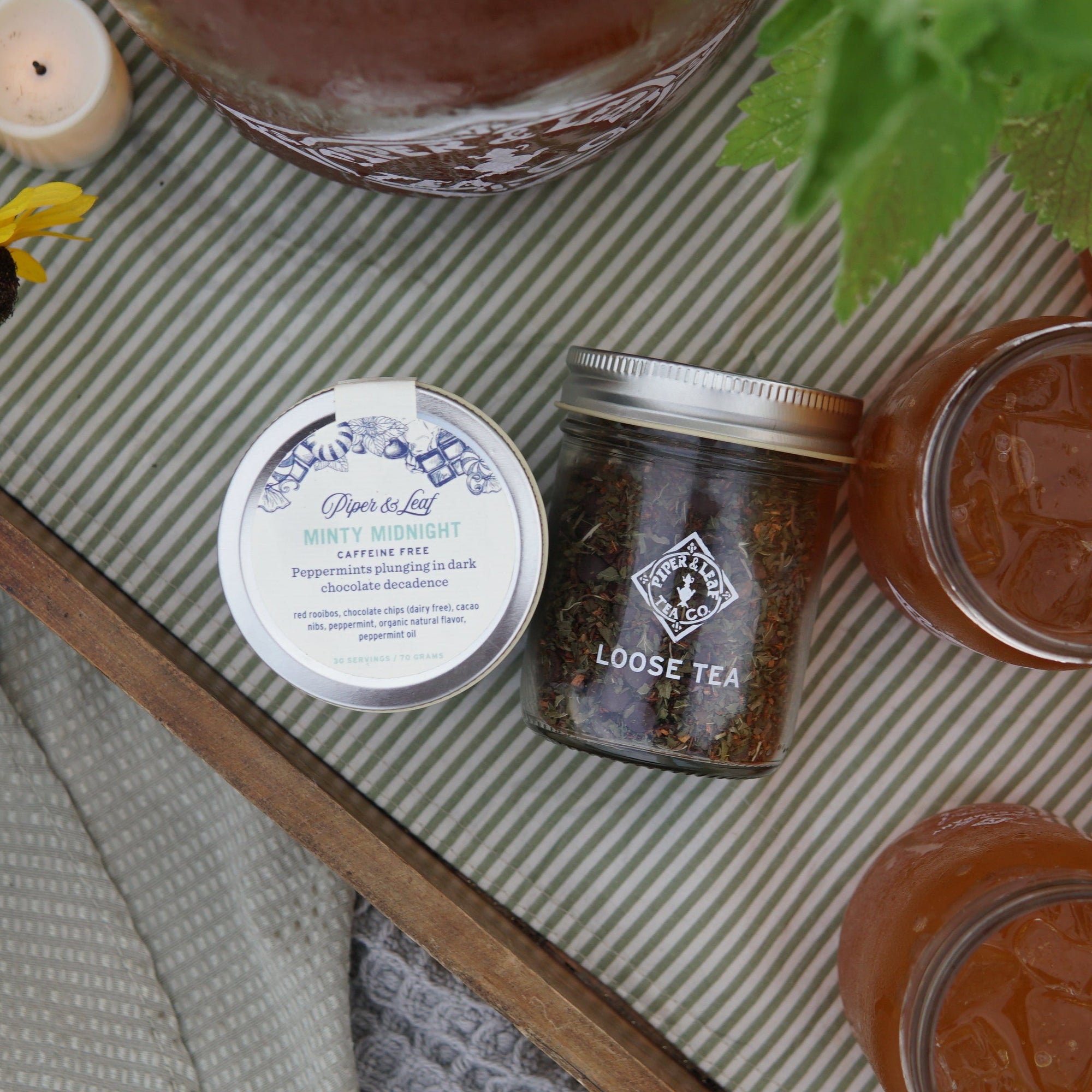 Piper and Leaf Minty Midnight Glass Jar of Loose Leaf - 30 Servings