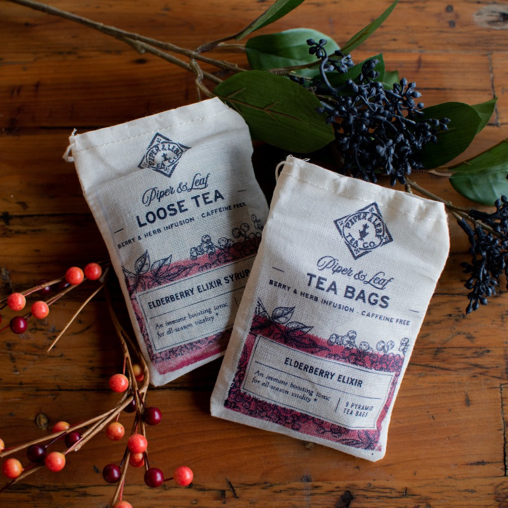 Piper and Leaf Elderberry Elixir Loose Leaf Tea - 15 Servings Tea
