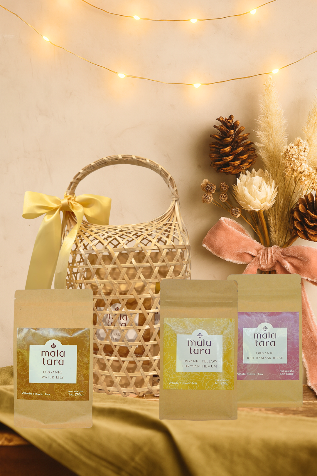 Mala Tara Daily Essential Glow Gift Basket Herbal Tea