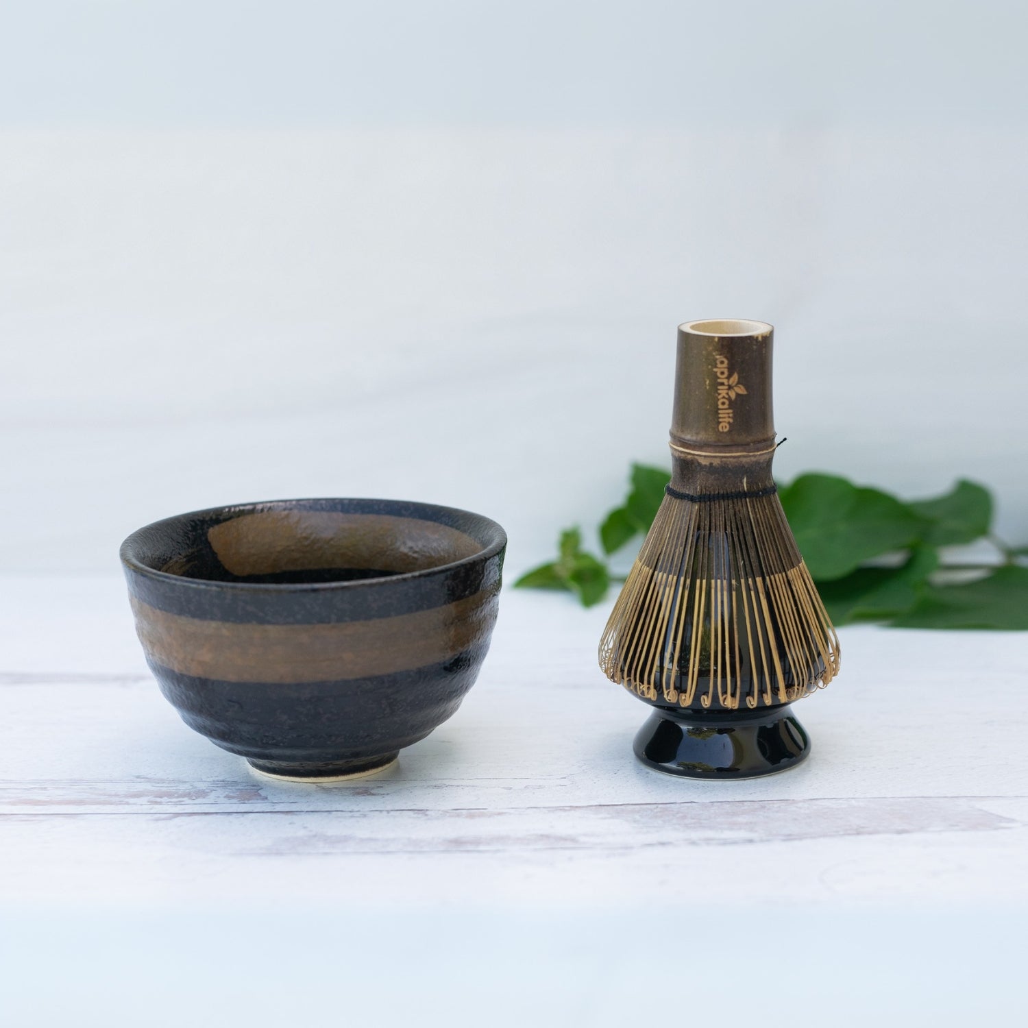 Aprika Life Dark Brown Glaze Ceramic Matcha Bowl